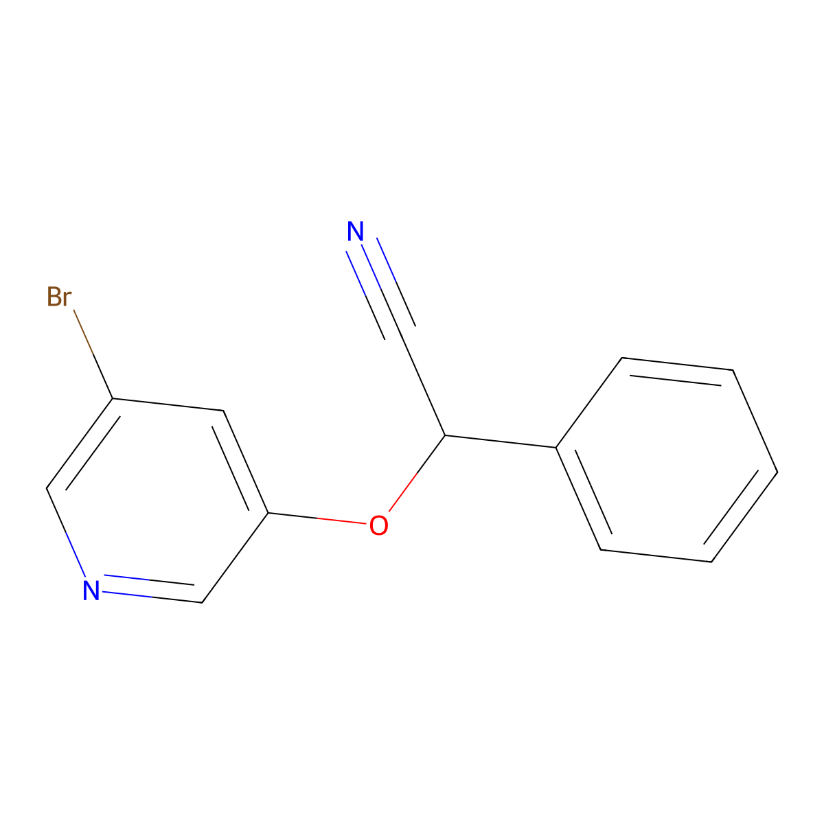 2-[(5-Bromo-3-pyridyl)oxy]-2-phenylacetonitrile molecular structure, CAS 2006278-12-0