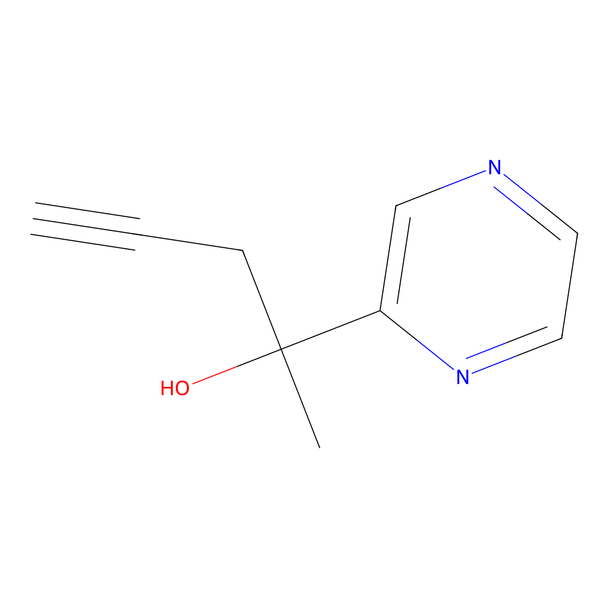 2-(2-Pyrazinyl)-4-pentyn-2-ol molecular structure, CAS 2006278-24-4