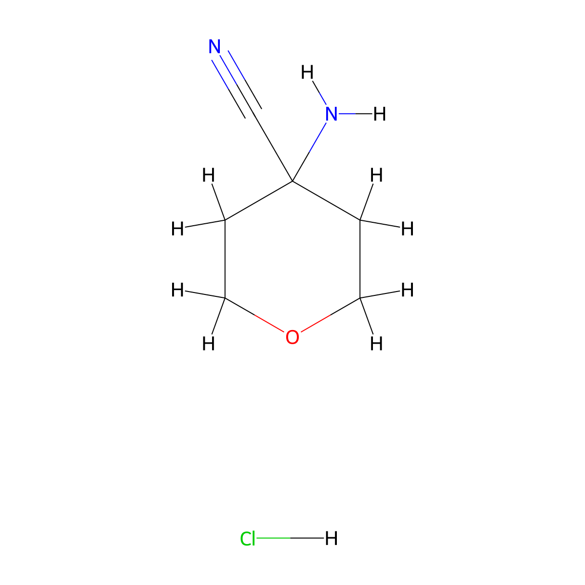 4-Aminotetrahydropyran-4-carbonitrile Hydrochloride molecular structure, CAS 2006278-26-6