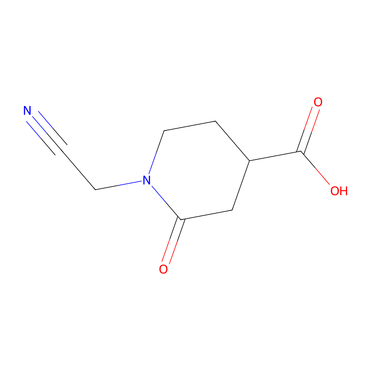 1-(Cyanomethyl)-2-oxopiperidine-4-carboxylic Acid molecular structure, CAS 2006278-29-9