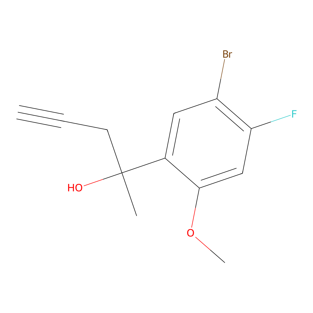 2-(5-Bromo-4-fluoro-2-methoxyphenyl)-4-pentyn-2-ol molecular structure, CAS 2006278-31-3