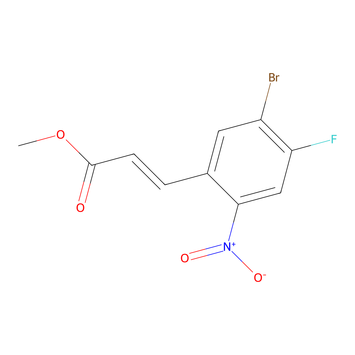 Methyl 3-(5-bromo-4-fluoro-2-nitrophenyl)prop-2-enoate molecular structure, CAS 2006281-56-5