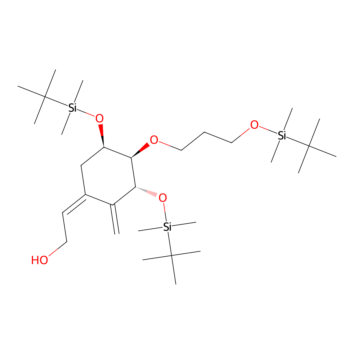 (Z)-2-((3R,4R,5R)-3,5-bis((tert-butyldimethylsilyl)oxy)-4-(3-((tert-butyldimethylsilyl)oxy)propoxy)-2-methylenecyclohexylidene)ethanol molecular structure, CAS 200636-42-6