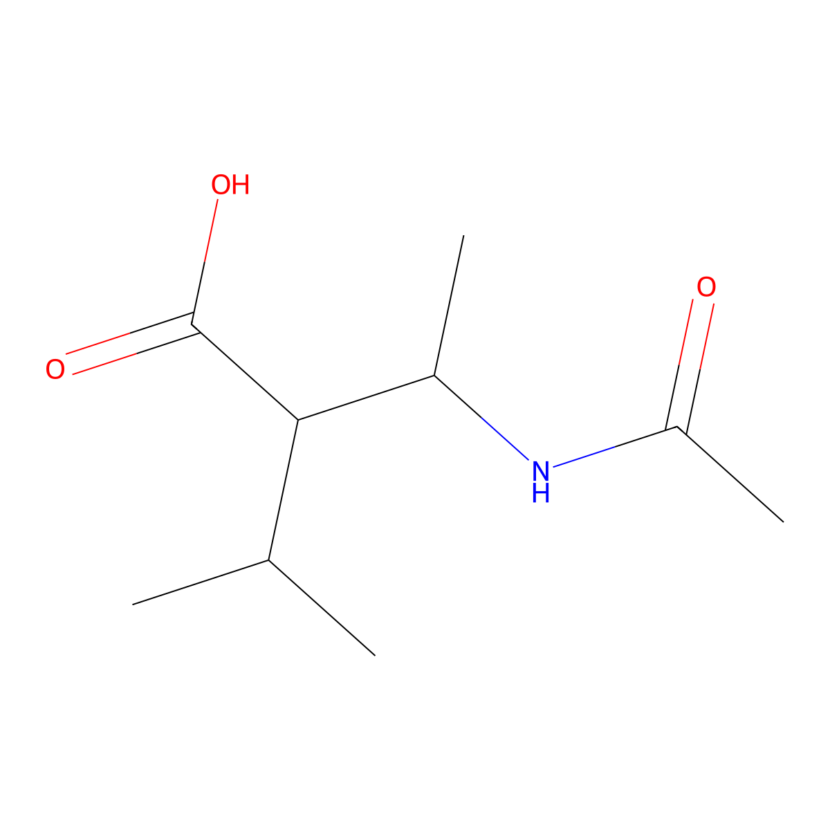3-Acetamido-2-(propan-2-yl)butanoic acid molecular structure, CAS 2006373-44-8