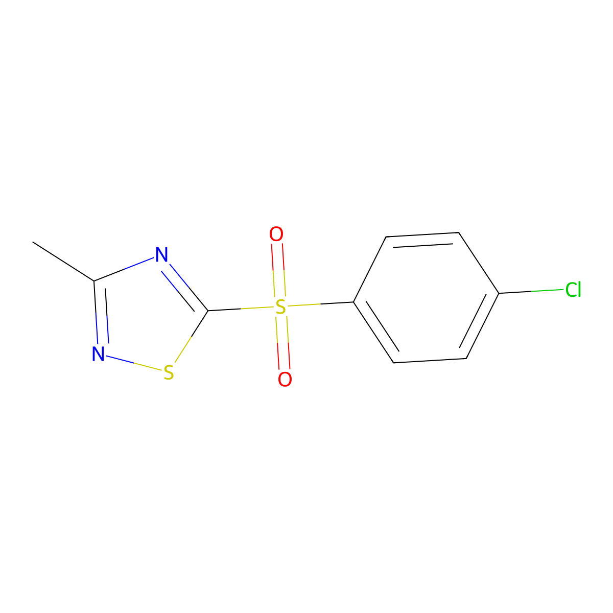 1,2,4-Thiadiazole, 5-((p-chlorophenyl)sulfonyl)-3-methyl- molecular structure, CAS 20064-40-8