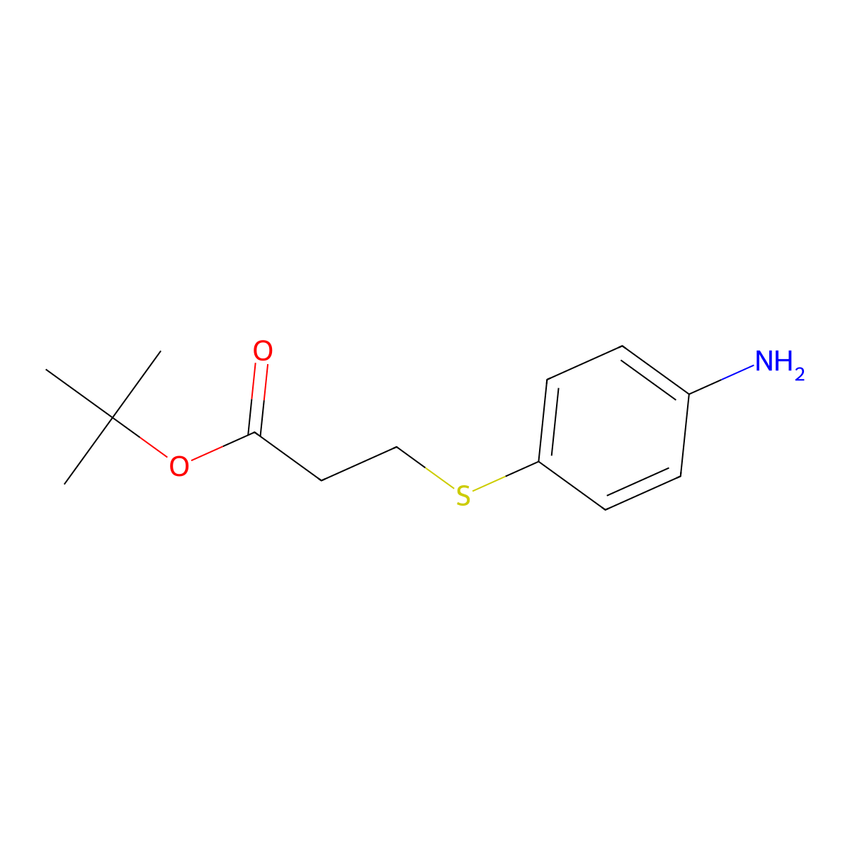 Tert-butyl 3-[(4-aminophenyl)sulfanyl]propanoate molecular structure, CAS 200643-58-9