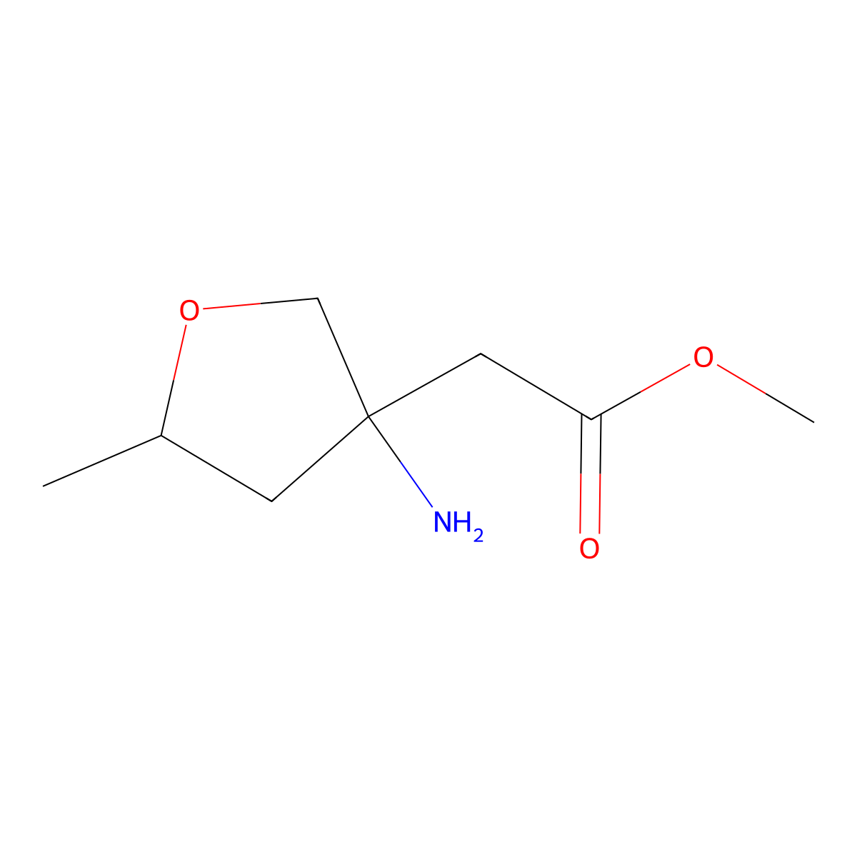 Methyl 2-(3-amino-5-methyloxolan-3-yl)acetate molecular structure, CAS 2006676-41-9