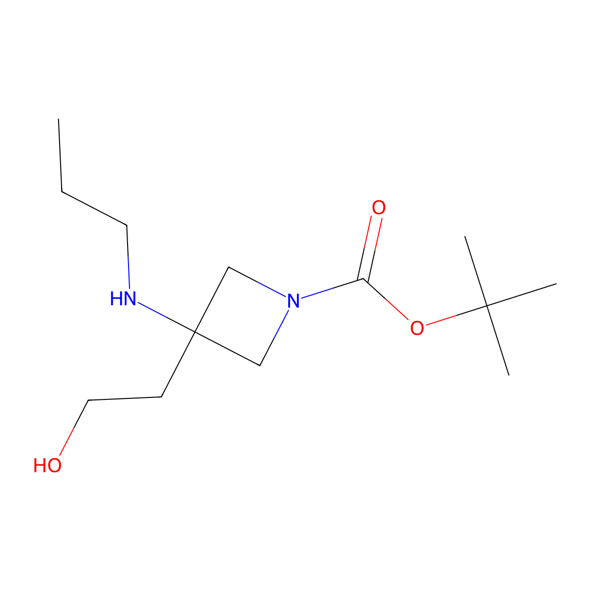 Tert-butyl 3-(2-hydroxyethyl)-3-(propylamino)azetidine-1-carboxylate molecular structure, CAS 2006757-73-7