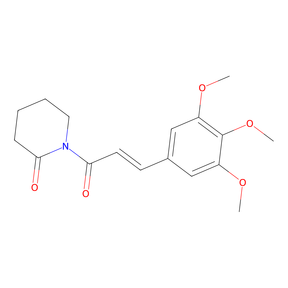 1-(1-Oxo-3-(3,4,5-trimethoxyphenyl)-2-propen-1-yl)-2-piperidinone molecular structure, CAS 20069-10-7