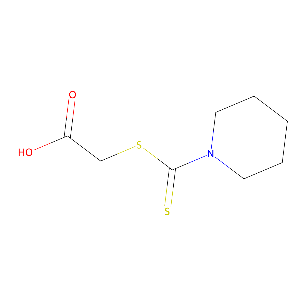 (Piperidine-1-carbothioylsulfanyl)-acetic acid molecular structure, CAS 20069-24-3