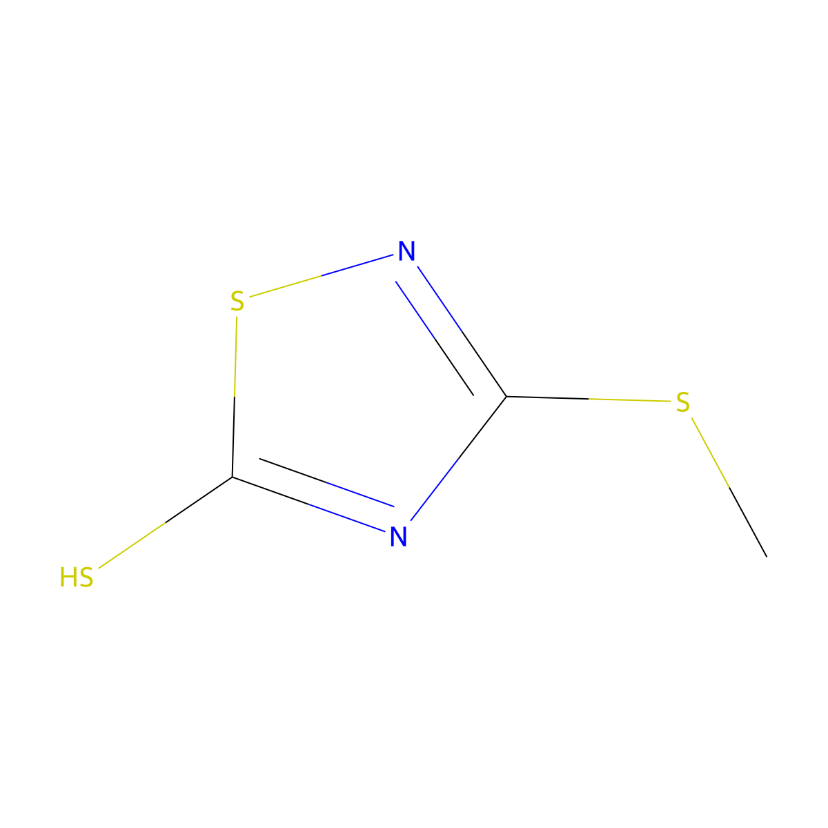 3-Methylmercapto-5-mercapto-1,2,4-thiadiazole molecular structure, CAS 20069-40-3