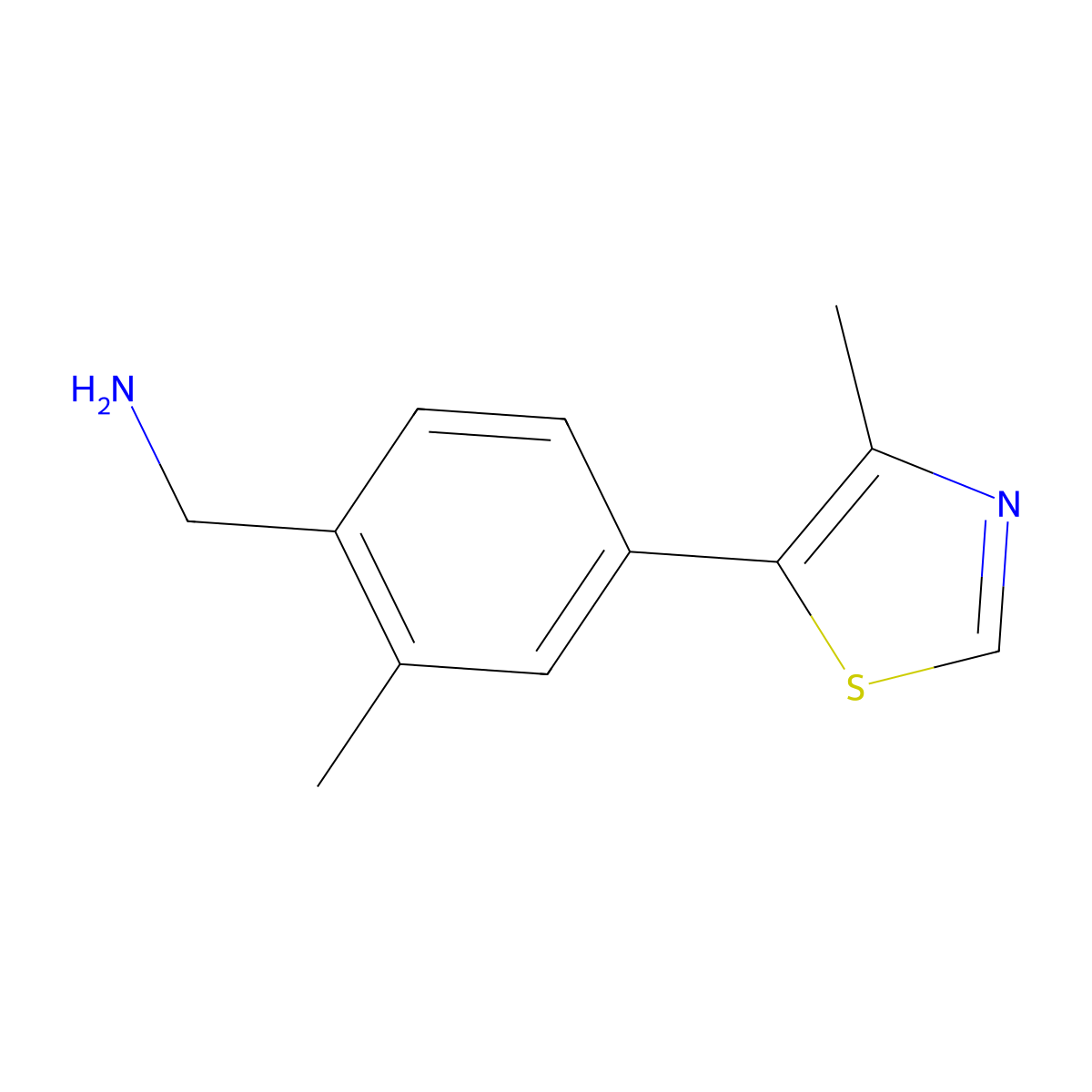 (2-Methyl-4-(4-methylthiazol-5-yl)phenyl)methanamine molecular structure, CAS 2006919-79-3