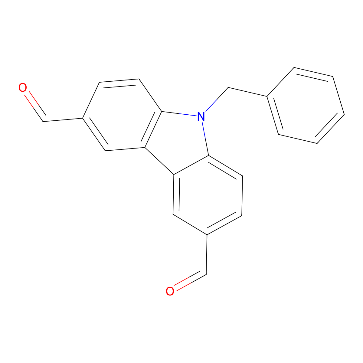 9-Benzylcarbazole-3,6-dicarboxaldehyde molecular structure, CAS 200698-05-1