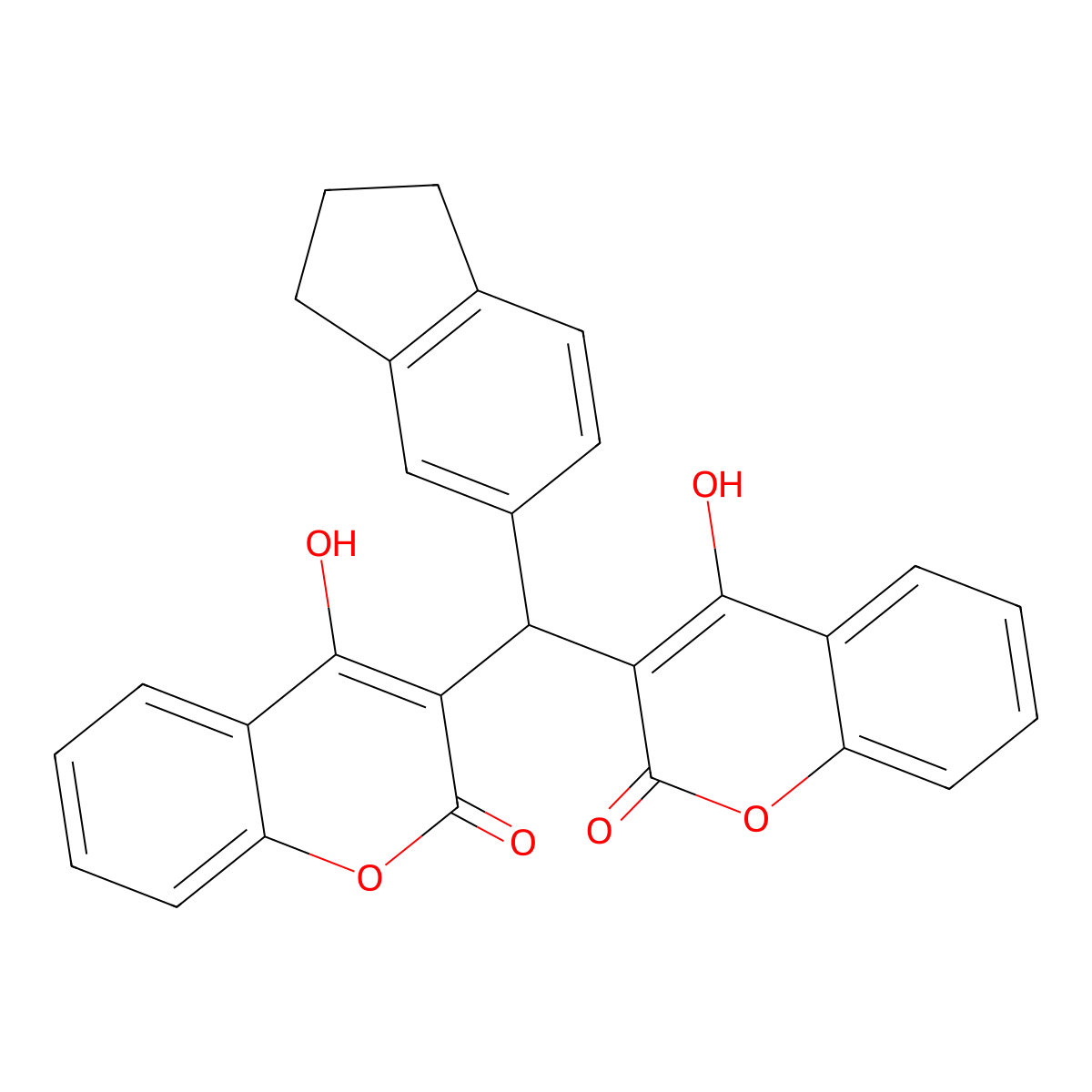 3,3'-(5-Indanylmethylene)bis(4-hydroxycoumarin) molecular structure, CAS 200706-39-4