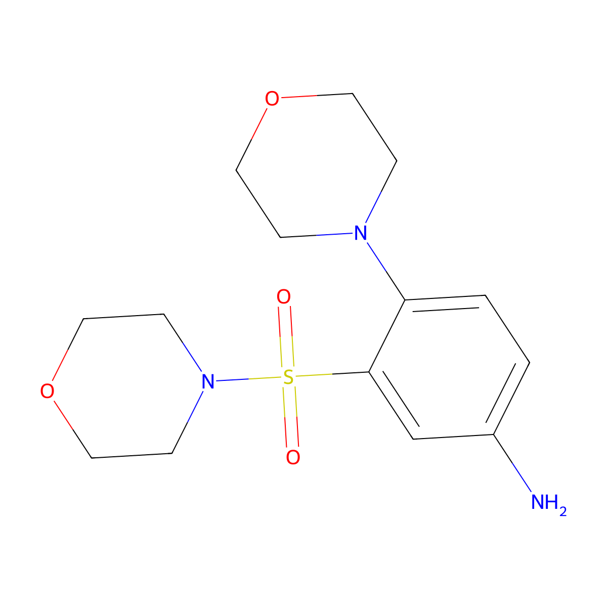 [4-Morpholin-4-yl-3-(morpholin-4-ylsulfonyl)phenyl]amine molecular structure, CAS 200711-95-1