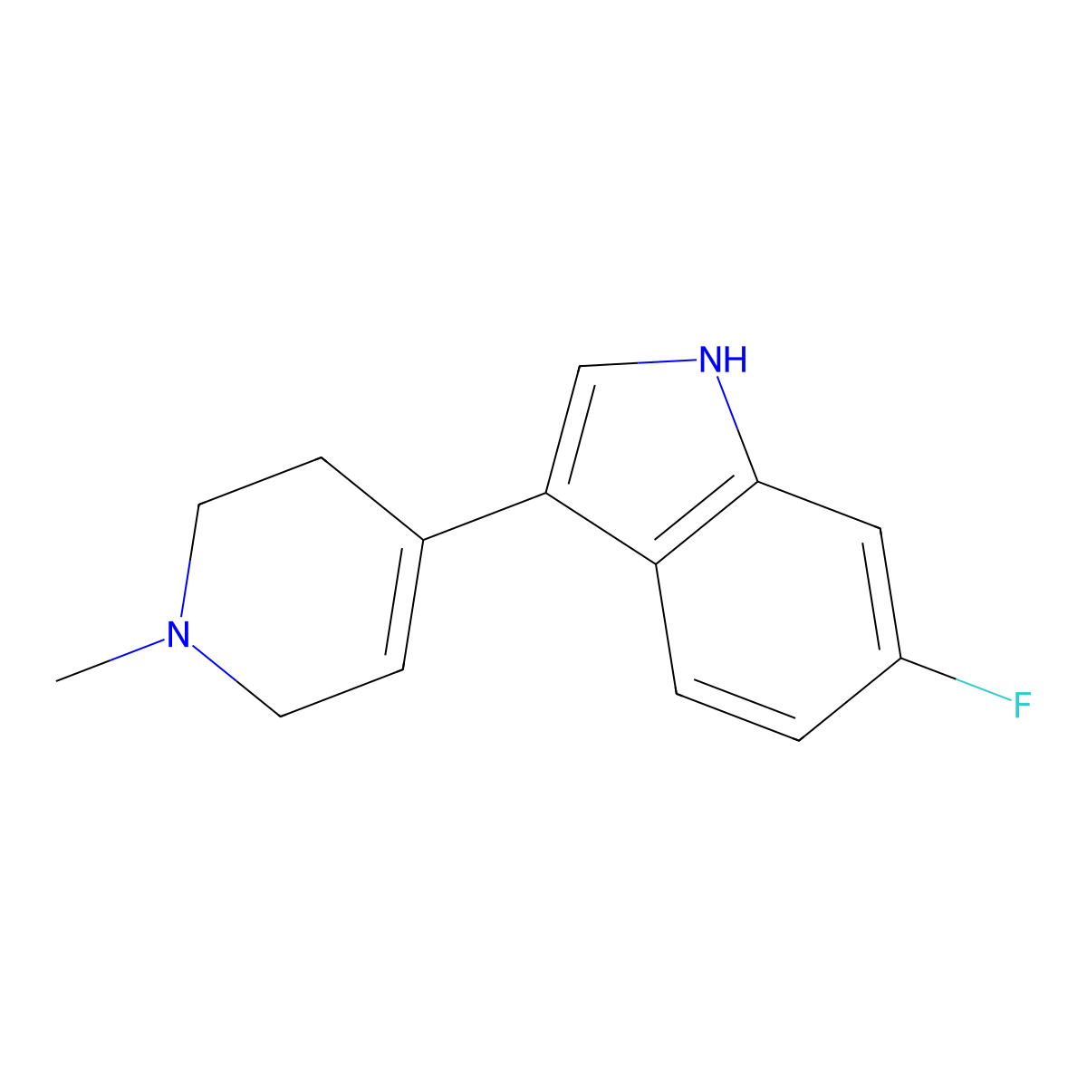 6-fluoro-3-(1-methyl-1,2,3,6-tetrahydropyridin-4-yl)-1H-indole molecular structure, CAS 200714-10-9