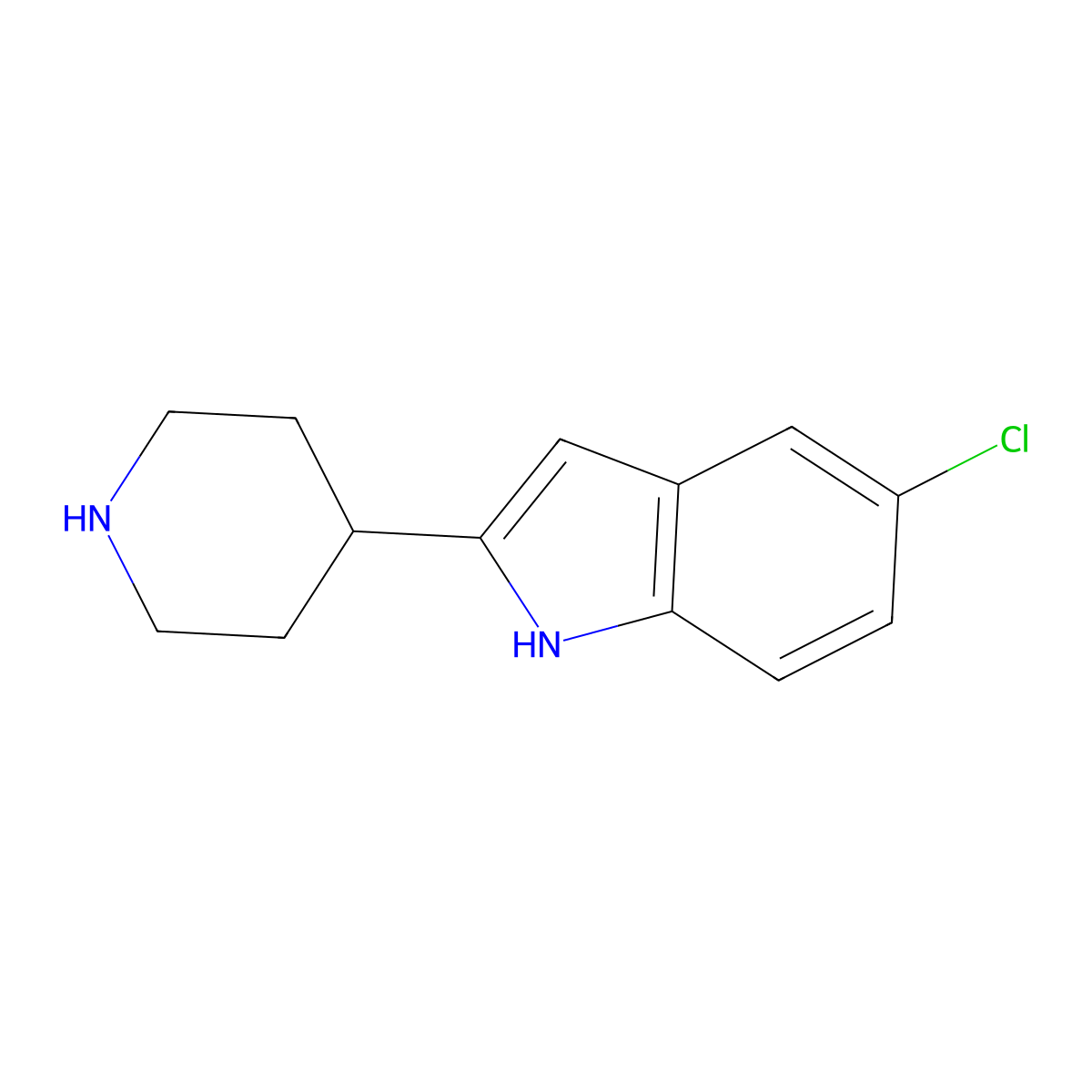 5-chloro-2-(piperidin-4-yl)-1H-indole molecular structure, CAS 200714-52-9
