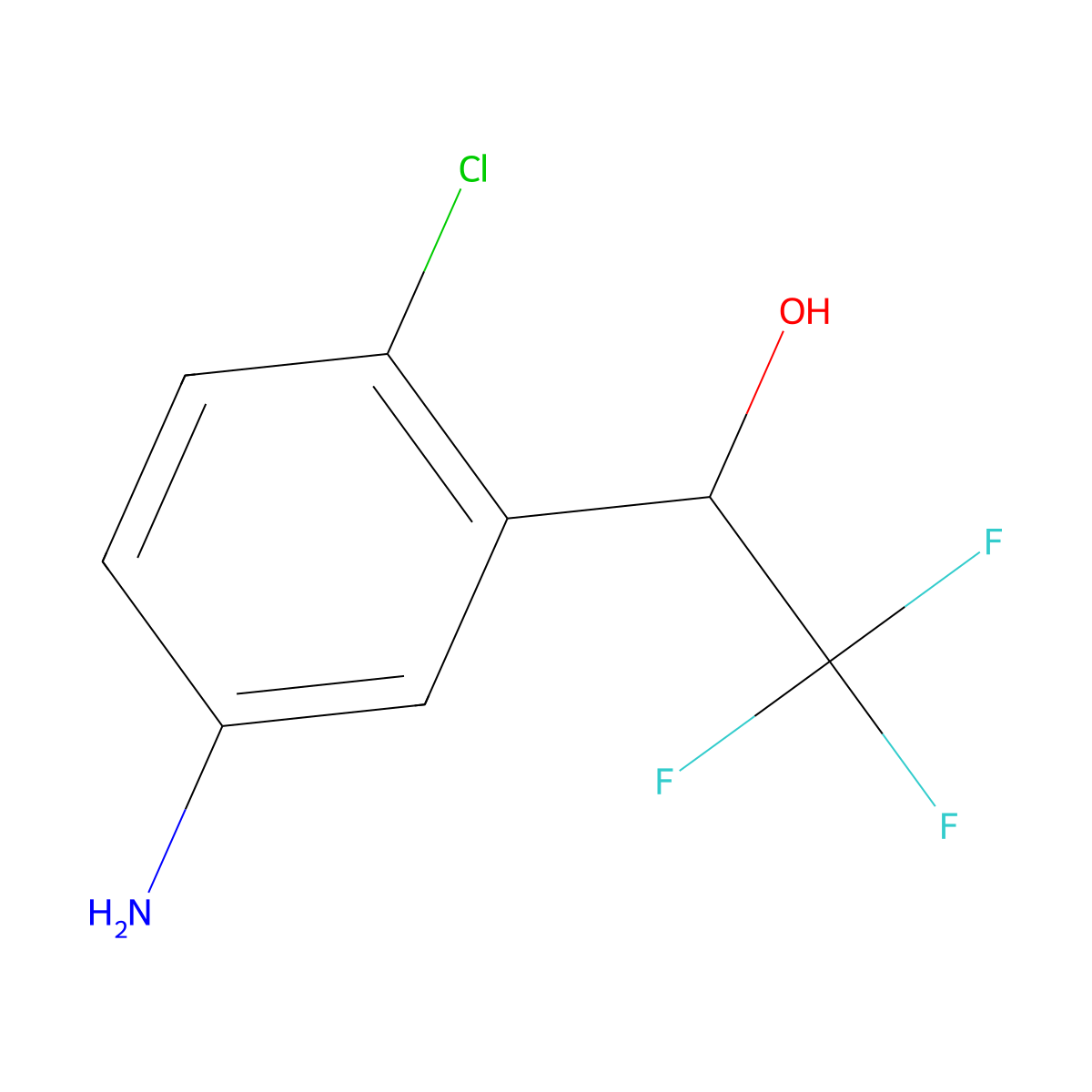 1-(5-Amino-2-chlorophenyl)-2,2,2-trifluoroethan-1-ol molecular structure, CAS 2007153-13-9