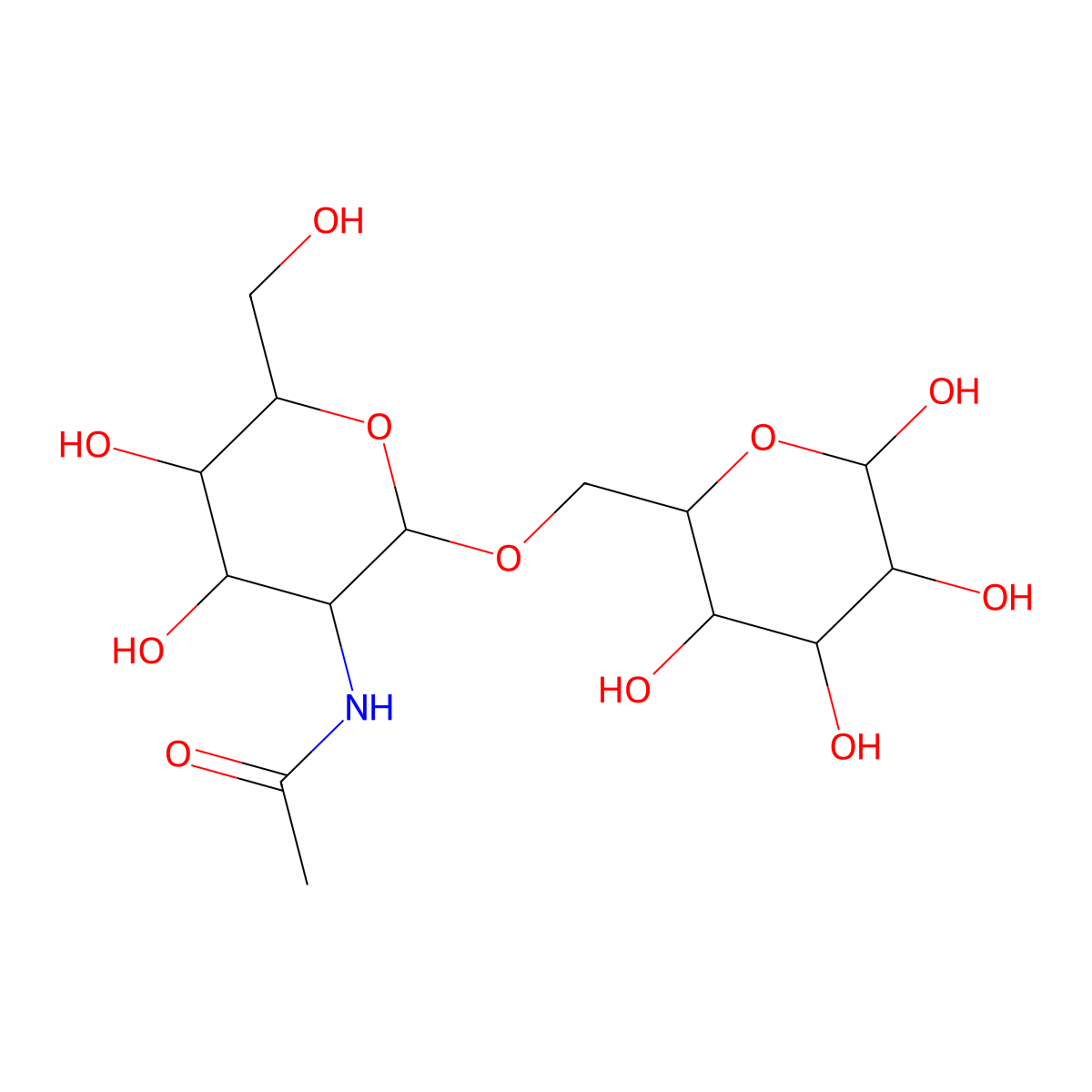 beta-D-GalpNAc-(1->6)-D-Galp molecular structure, CAS 20072-89-3