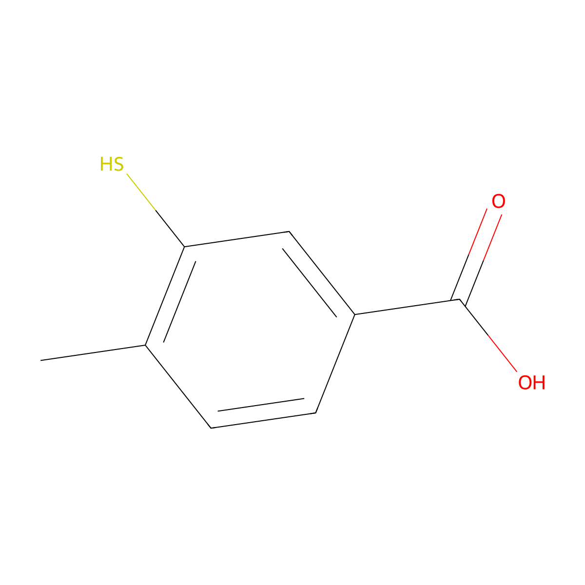 3-Mercapto-4-methylbenzoic acid molecular structure, CAS 200720-35-0