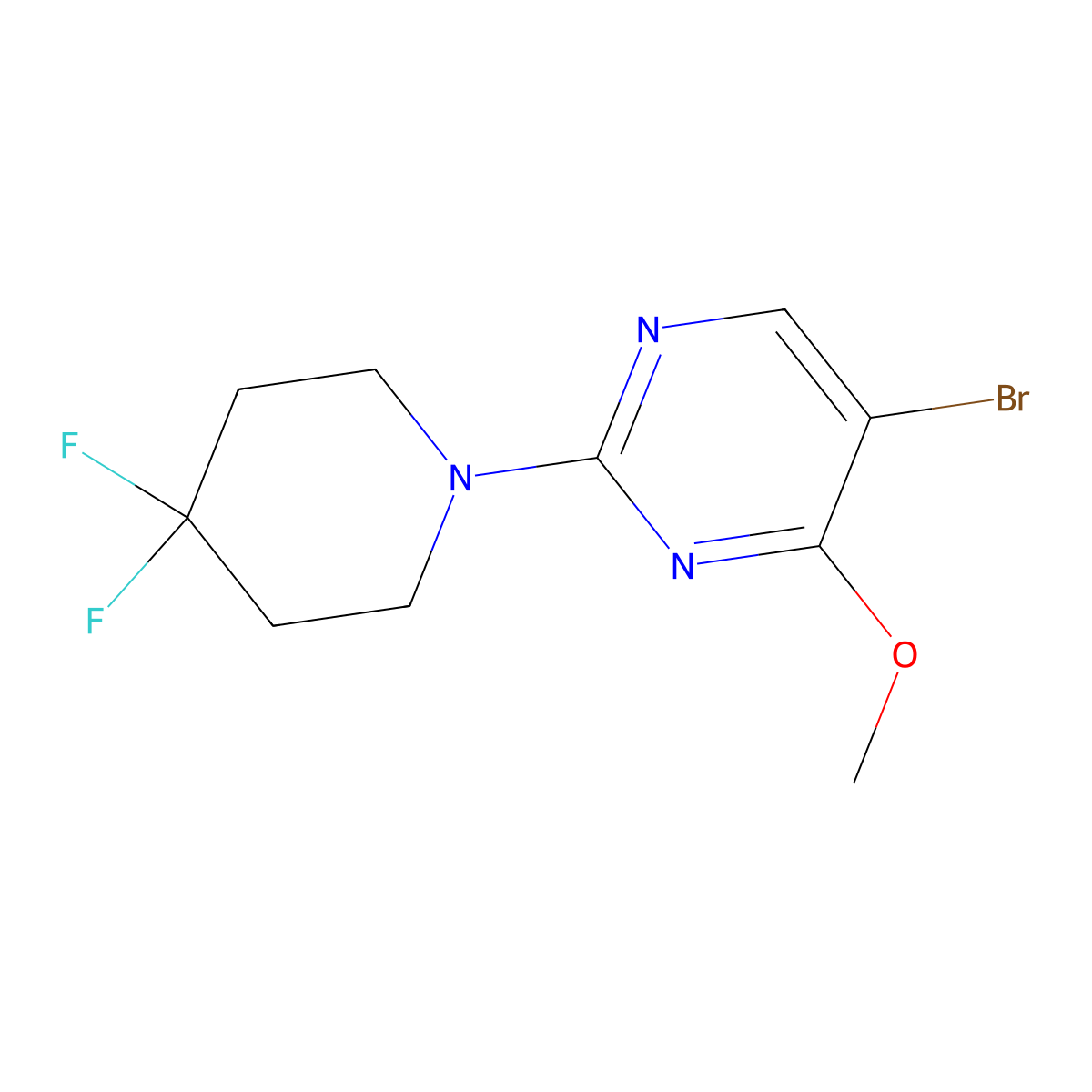 5-Bromo-2-(4,4-difluoropiperidin-1-yl)-4-methoxypyrimidine molecular structure, CAS 2007255-92-5