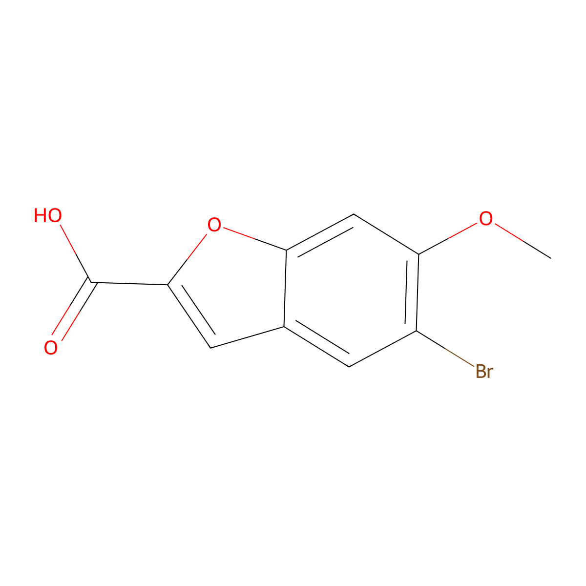 5-Bromo-6-methoxybenzofuran-2-carboxylic acid molecular structure, CAS 20073-19-2