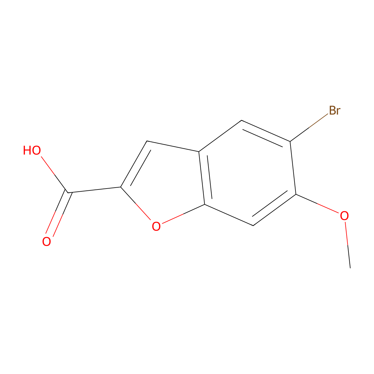 5-Bromo-6-methoxybenzofuran-2-carboxylic acid molecular structure, CAS 20073-19-2