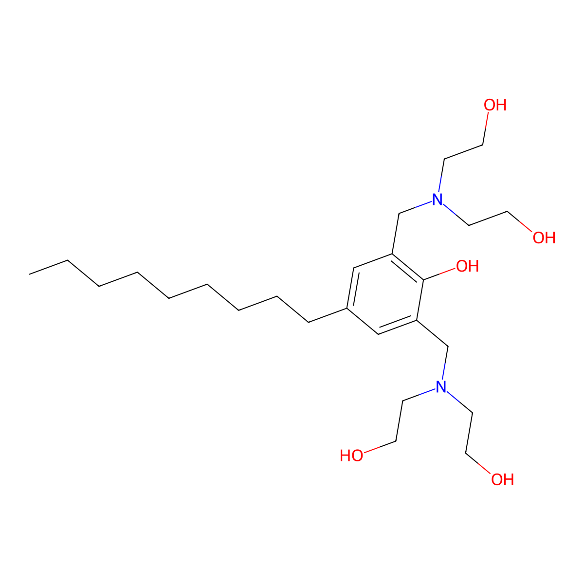 2,6-Bis((bis(2-hydroxyethyl)amino)methyl)-4-nonylphenol molecular structure, CAS 20073-51-2