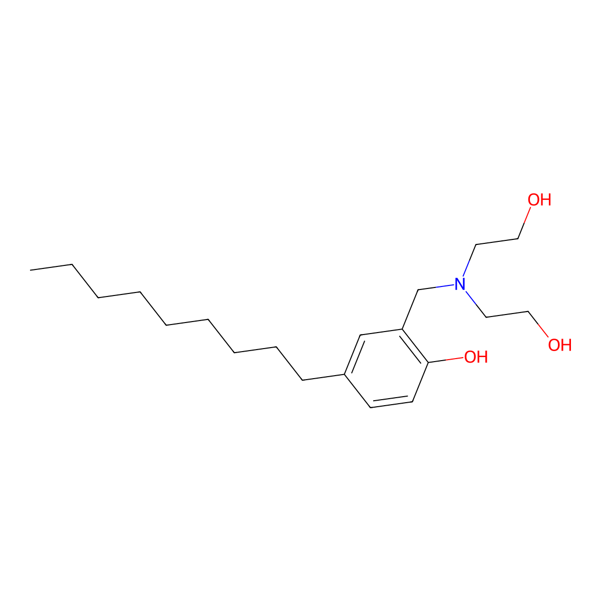 alpha-(Bis(2-hydroxyethyl)amino)-4-nonyl-o-cresol molecular structure, CAS 20073-52-3