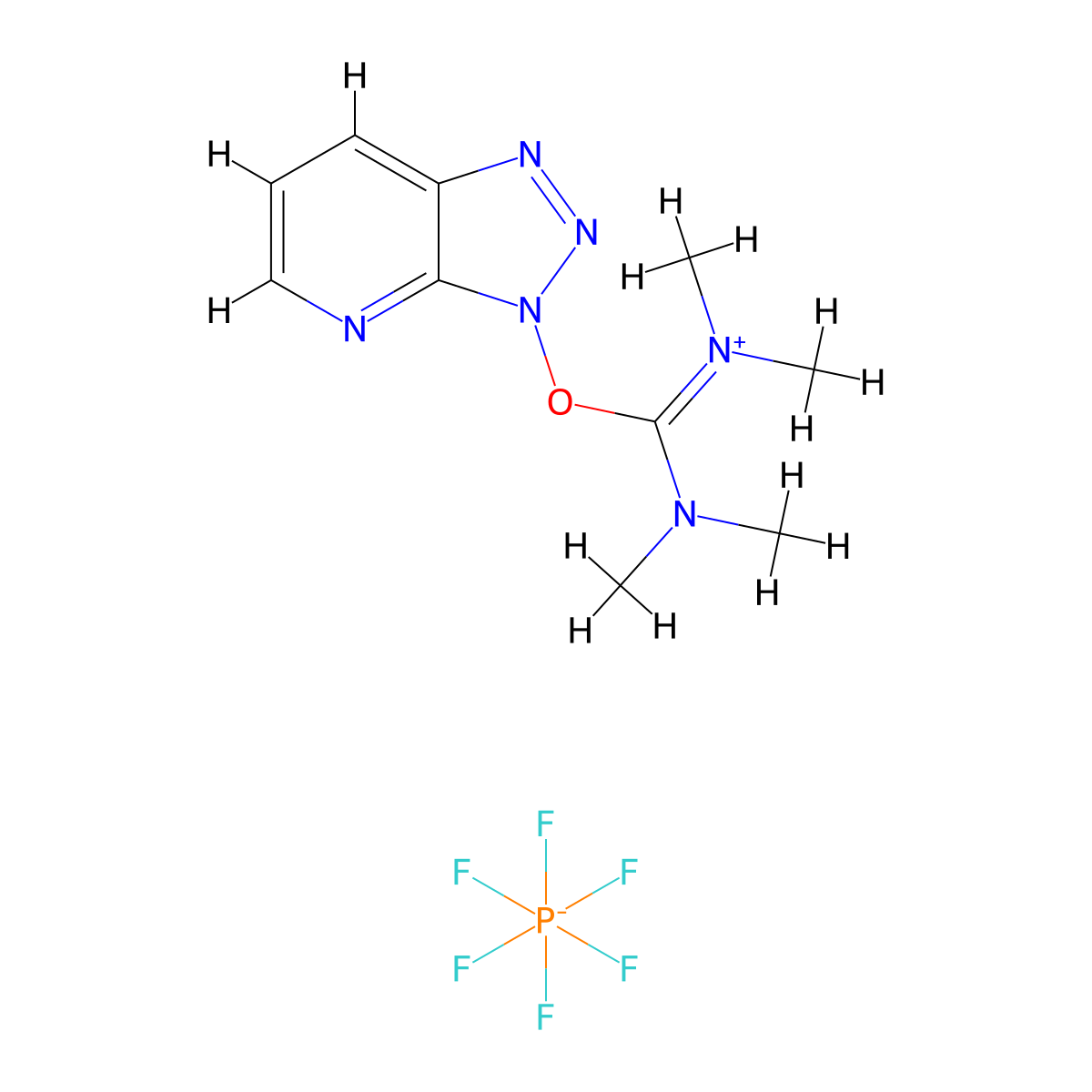 Methanaminium, N-((dimethylamino)(3H-1,2,3-triazolo(4,5-b)pyridin-3-yloxy)methylene)-N-methyl-, hexafluorophosphate(1-) (1:1) molecular structure, CAS 200731-31-3