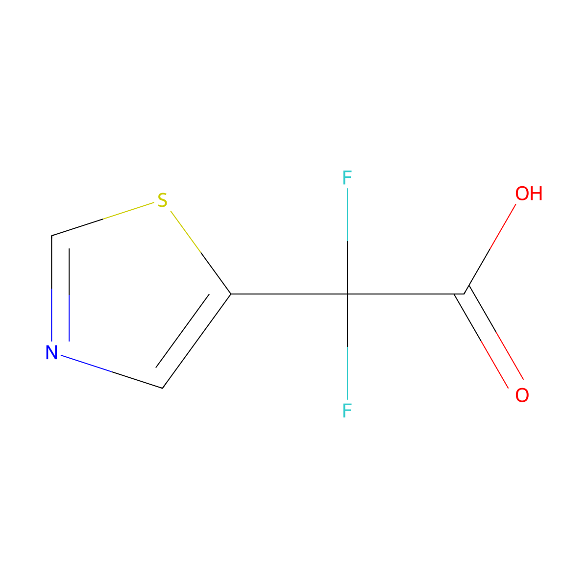 2,2-Difluoro-2-(thiazol-5-yl)acetic acid molecular structure, CAS 2007426-87-9