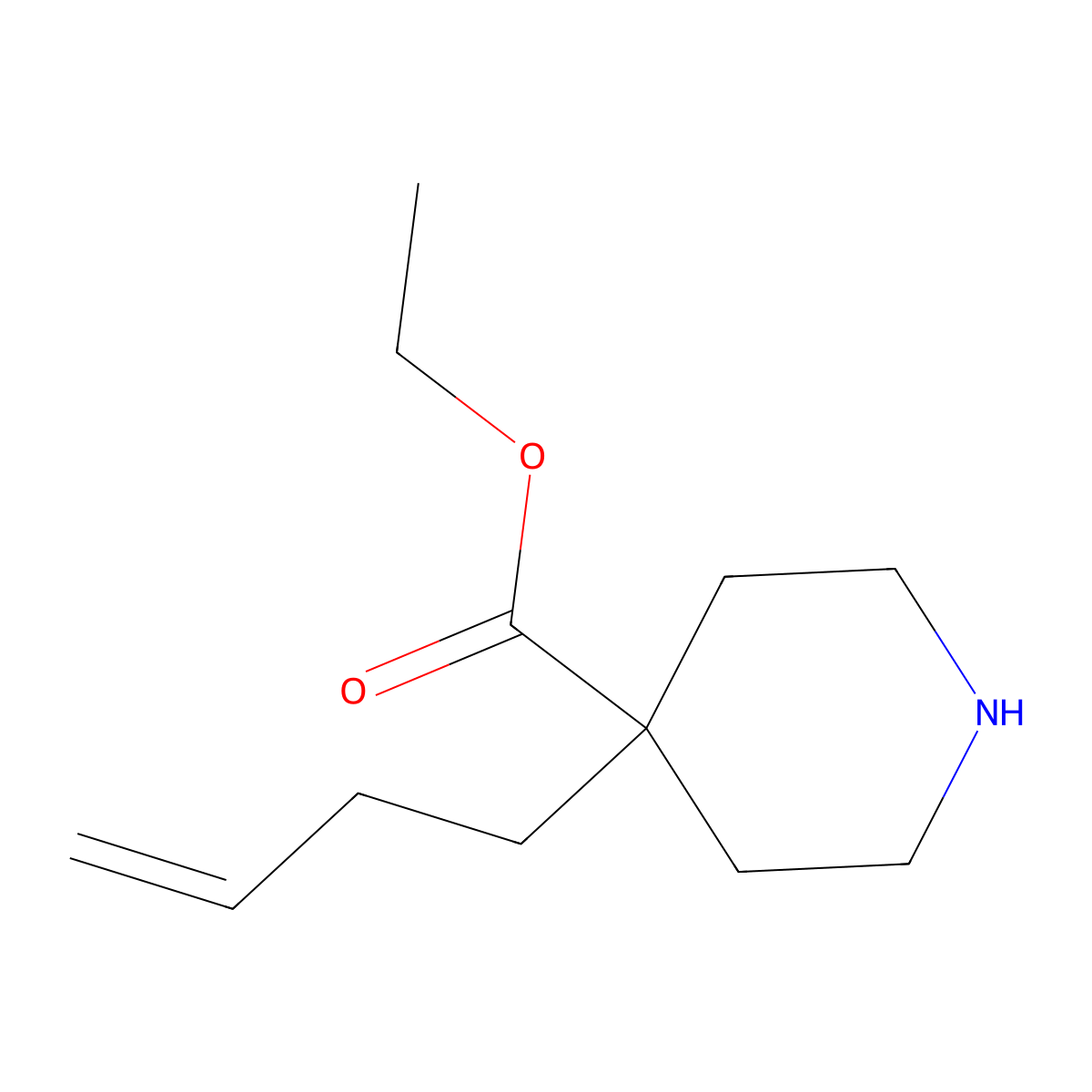 Ethyl 4-(but-3-en-1-yl)piperidine-4-carboxylate molecular structure, CAS 2007588-83-0