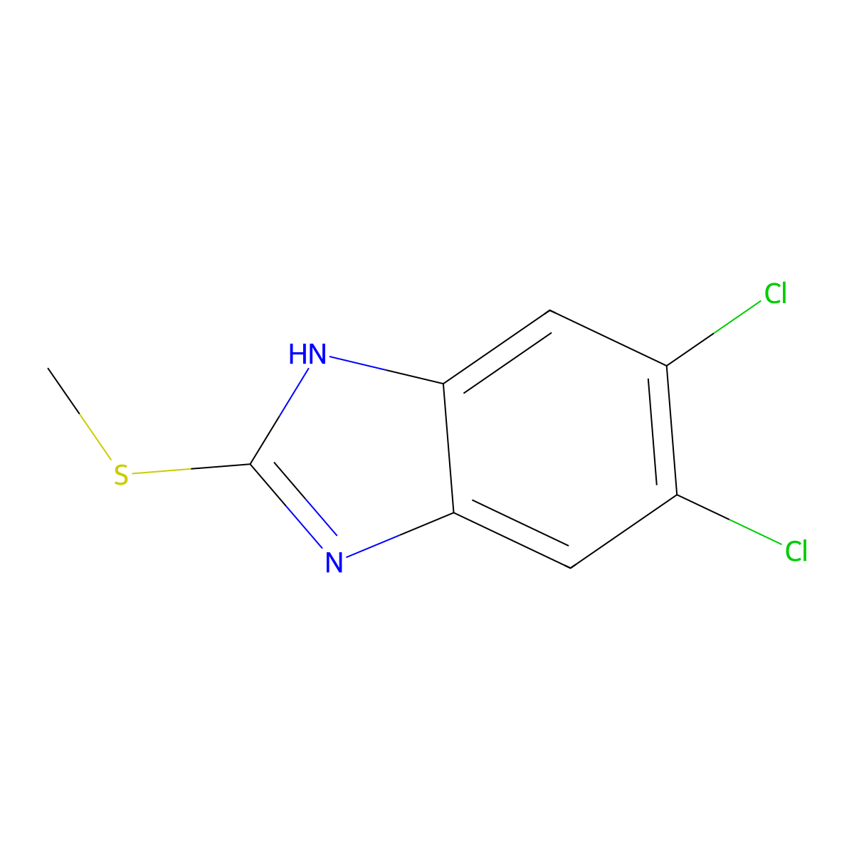 5,6-dichloro-2-(methylthio)-1H-benzo[d]imidazole molecular structure, CAS 20076-54-4