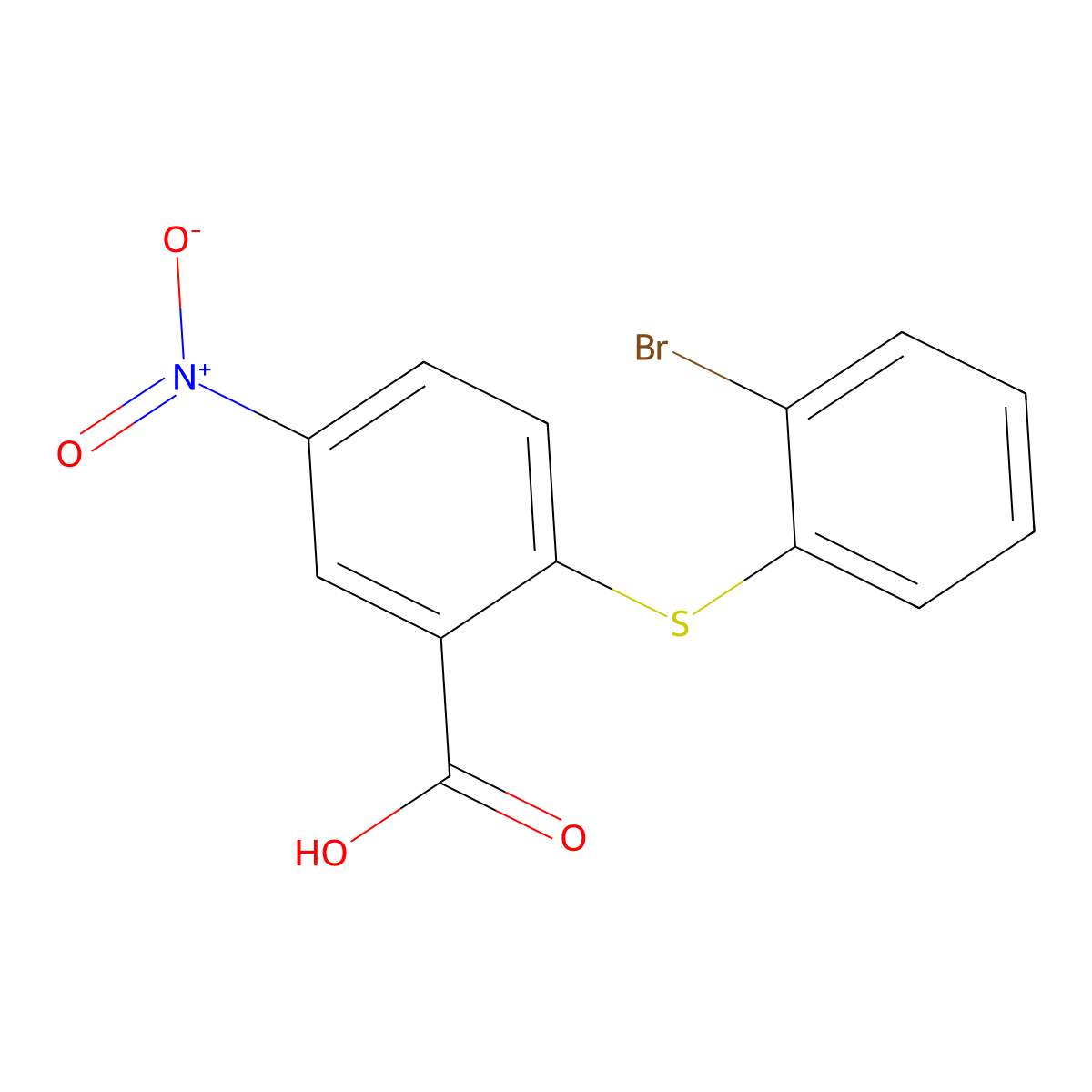 Benzoic acid, 2-[(2-bromophenyl)thio]-5-nitro- molecular structure, CAS 20076-99-7