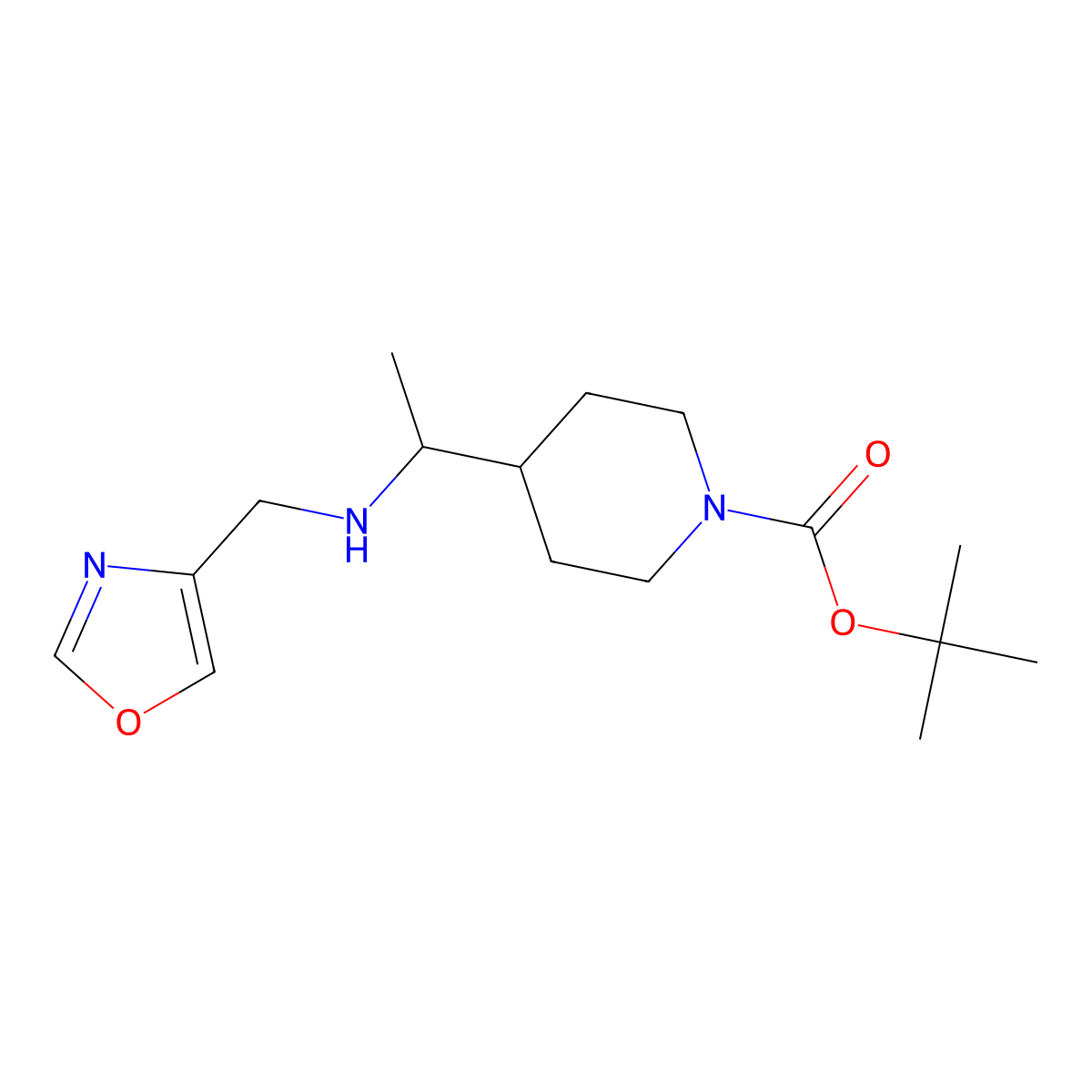 tert-Butyl 4-(1-((oxazol-4-ylmethyl)amino)ethyl)piperidine-1-carboxylate molecular structure, CAS 2007642-57-9