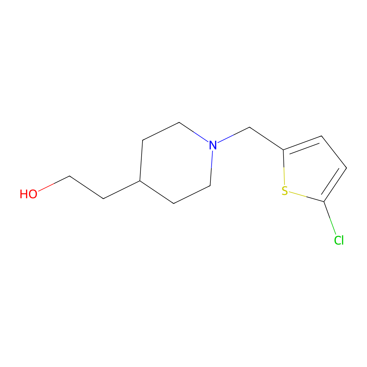 2-(1-((5-Chlorothiophen-2-yl)methyl)piperidin-4-yl)ethan-1-ol molecular structure, CAS 2007704-34-7