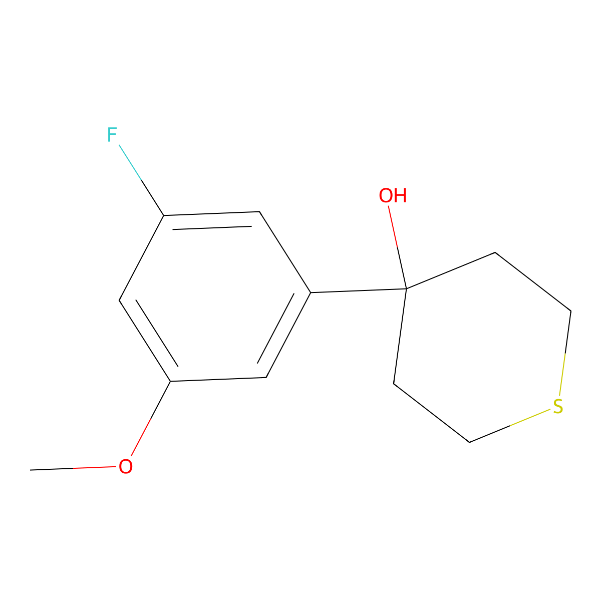 4-(3-Fluoro-5-methoxyphenyl)tetrahydro-2H-thiopyran-4-ol molecular structure, CAS 2007736-49-2