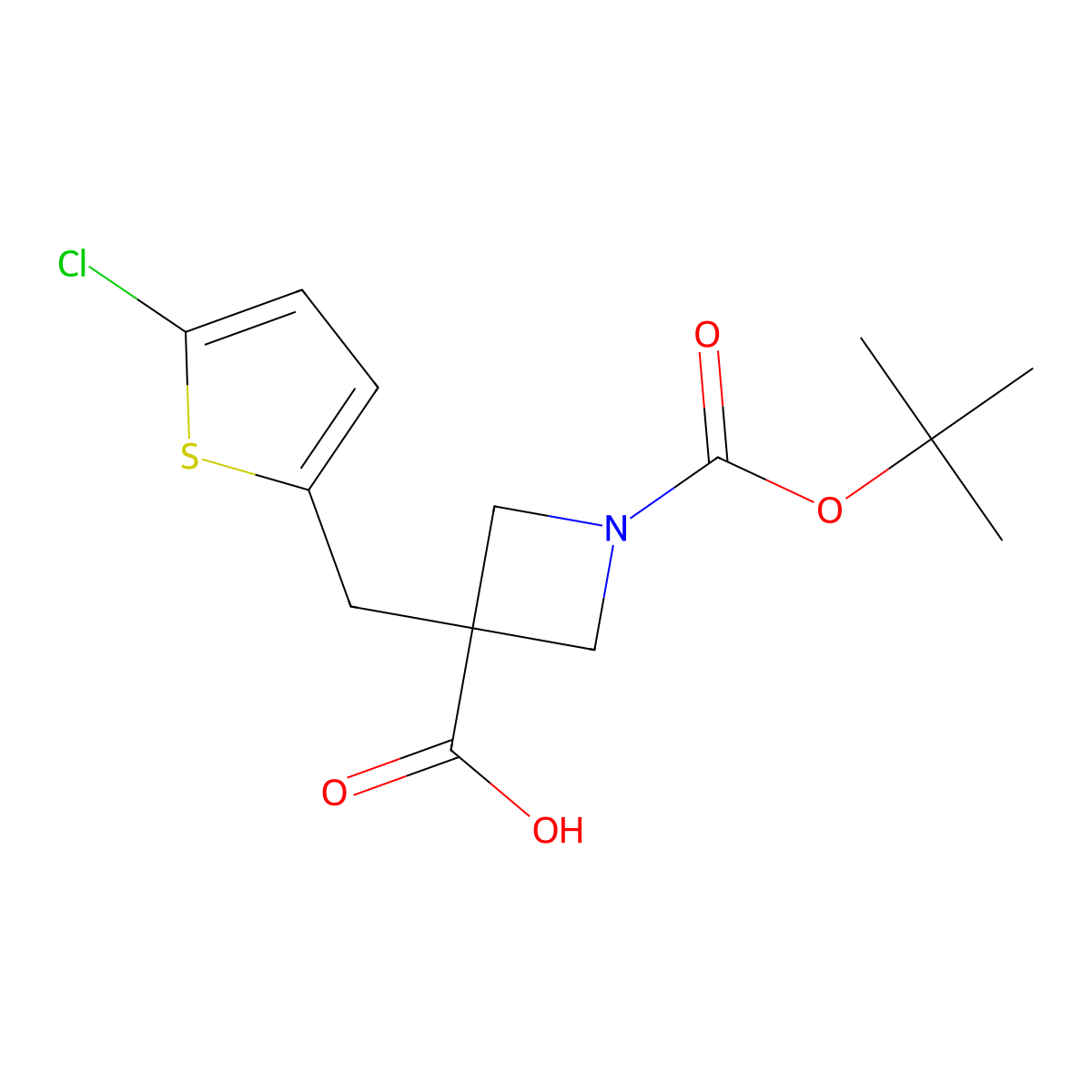 1-[(Tert-butoxy)carbonyl]-3-[(5-chlorothiophen-2-yl)methyl]azetidine-3-carboxylic acid molecular structure, CAS 2007742-25-6