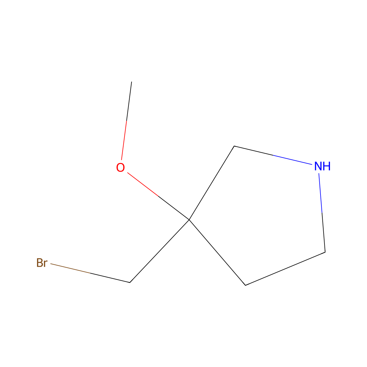3-(Bromomethyl)-3-methoxypyrrolidine molecular structure, CAS 2007750-57-2