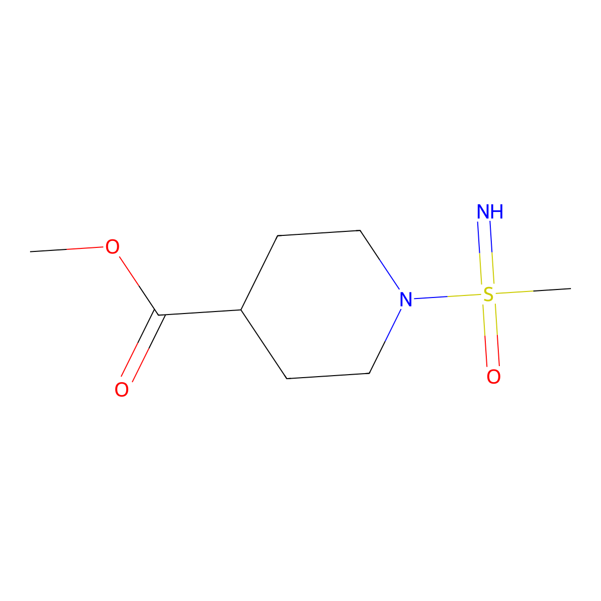 Methyl 1-[imino(methyl)oxo-lambda6-sulfanyl]piperidine-4-carboxylate molecular structure, CAS 2007832-24-6