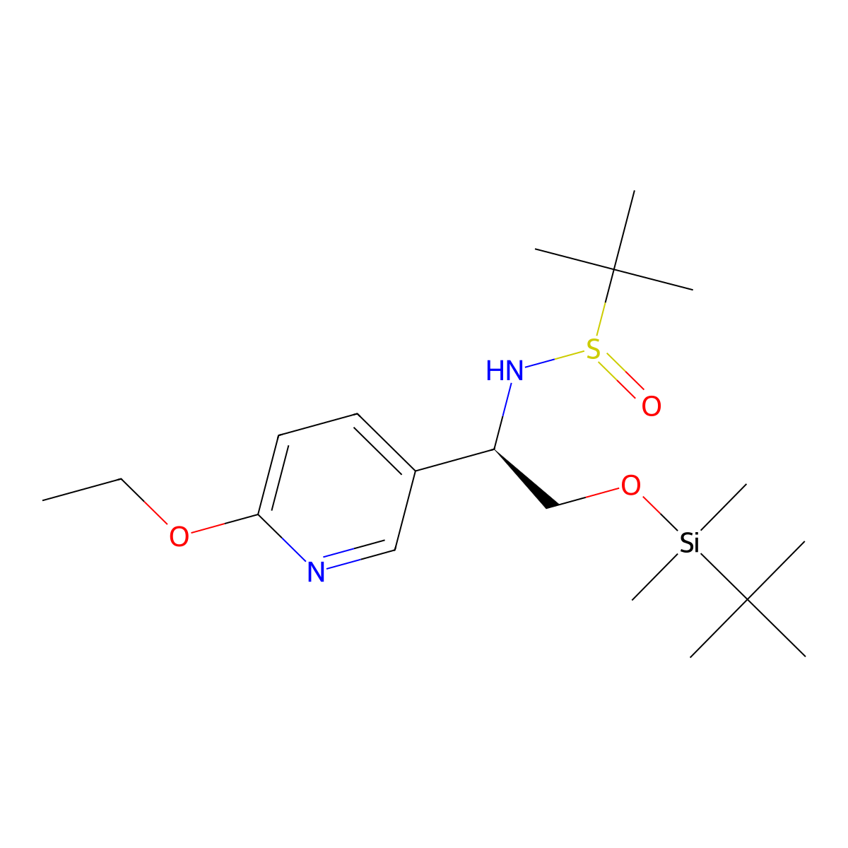 N-((R)-2-((tert-Butyldimethylsilyl)oxy)-1-(6-ethoxypyridin-3-yl)ethyl)-2-methylpropane-2-sulfinamide molecular structure, CAS 2007907-08-4