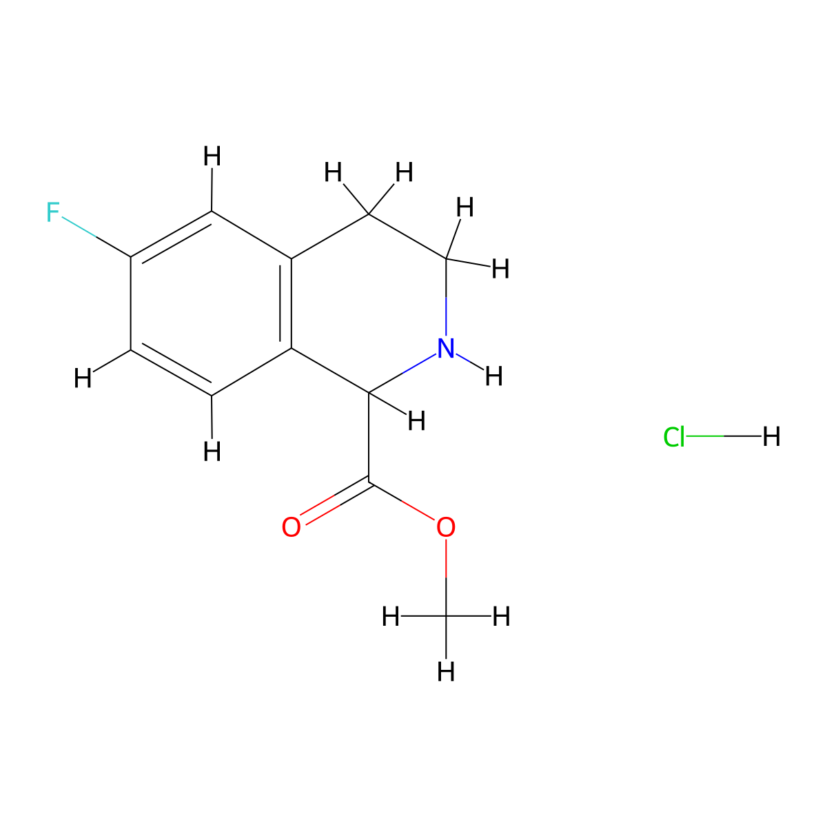 Methyl 6-fluoro-1,2,3,4-tetrahydroisoquinoline-1-carboxylate hydrochloride molecular structure, CAS 2007908-42-9