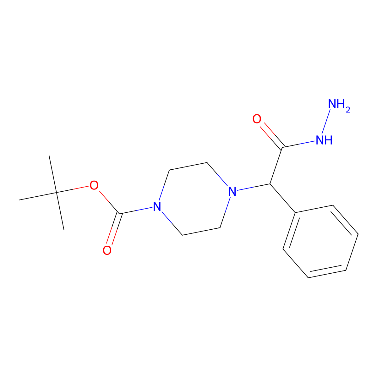 Tert-butyl 4-(2-hydrazinyl-2-oxo-1-phenylethyl)piperazine-1-carboxylate molecular structure, CAS 2007908-45-2