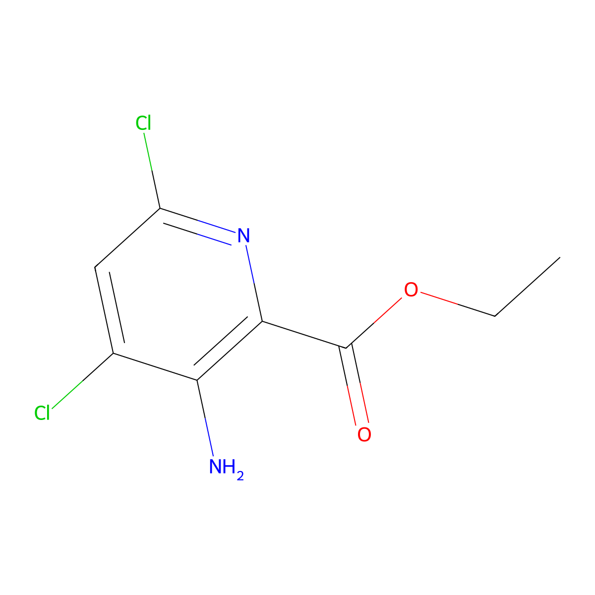 Ethyl 3-amino-4,6-dichloropicolinate molecular structure, CAS 2007908-60-1