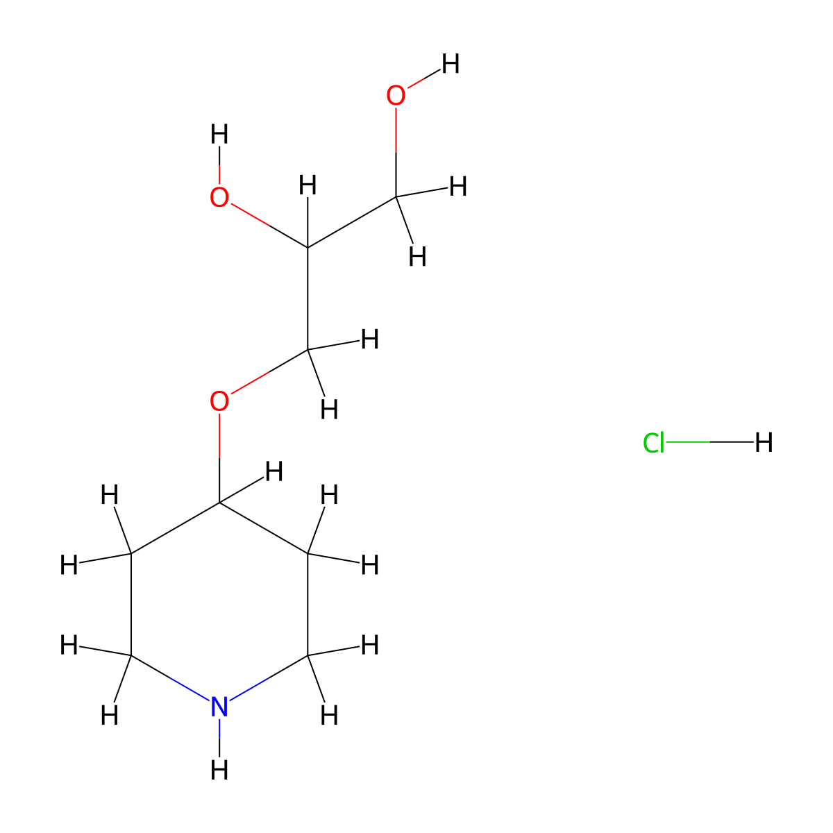 3-(Piperidin-4-yloxy)propane-1,2-diol hcl molecular structure, CAS 2007908-76-9