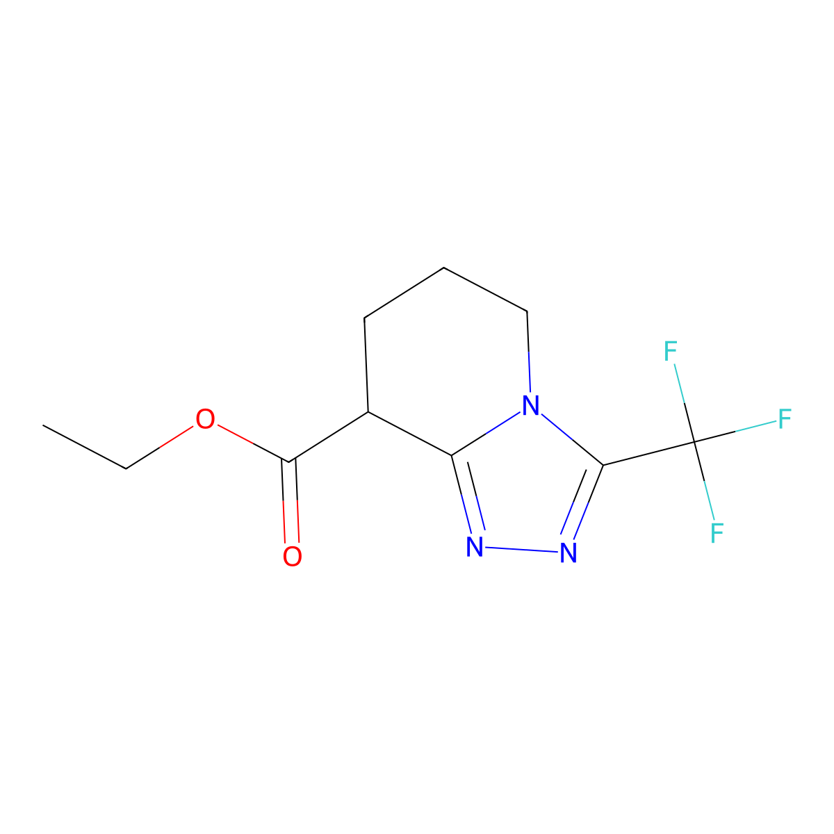 Ethyl 3-(trifluoromethyl)-5,6,7,8-tetrahydro-[1,2,4]triazolo[4,3-a]pyridine-8-carboxylate molecular structure, CAS 2007908-79-2
