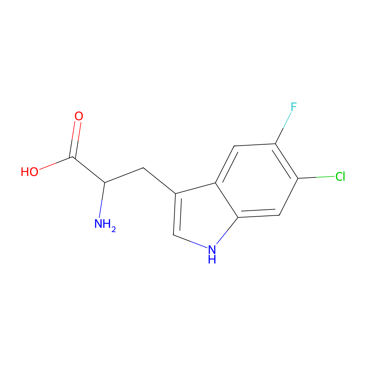 (S)-2-Amino-3-(6-chloro-5-fluoro-1H-indol-3-yl)propanoic acid molecular structure, CAS 2007909-00-2