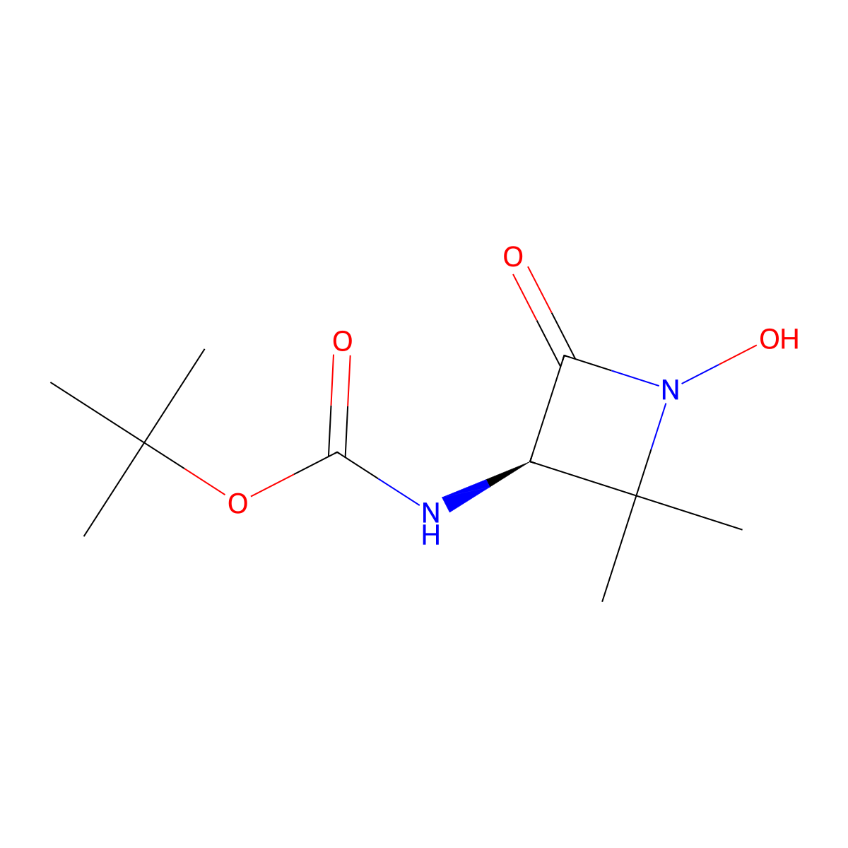 (R)-tert-Butyl (1-hydroxy-2,2-dimethyl-4-oxoazetidin-3-yl)carbamate molecular structure, CAS 2007909-12-6