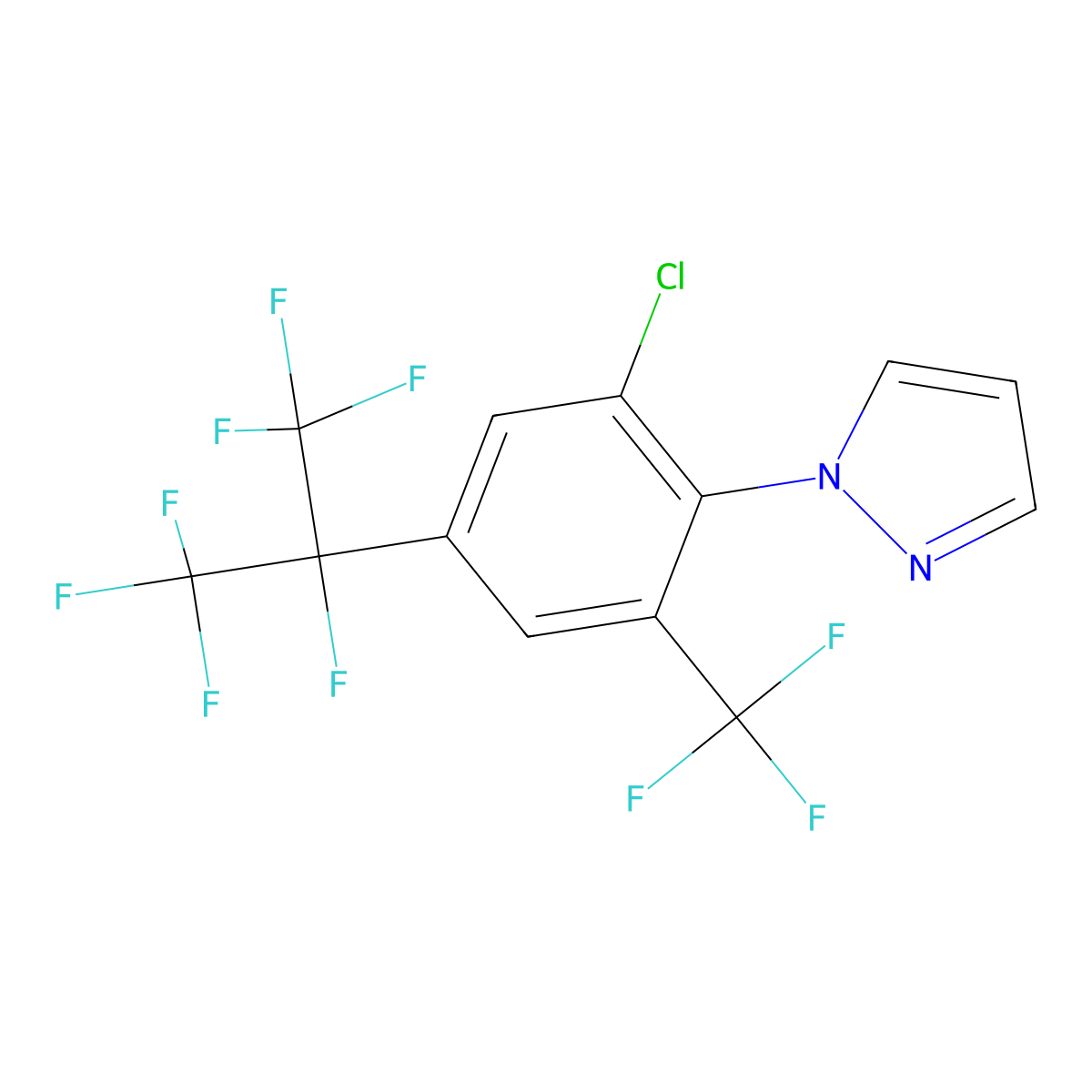 1-(2-Chloro-4-(perfluoropropan-2-yl)-6-(trifluoromethyl)phenyl)-1H-pyrazole molecular structure, CAS 2007909-19-3
