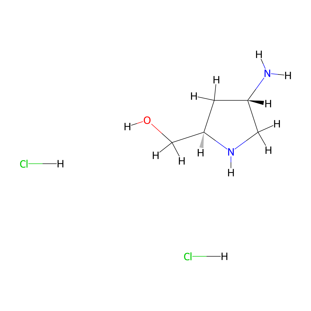 ((2R,4S)-4-Aminopyrrolidin-2-YL)methanol 2hcl molecular structure, CAS 2007909-22-8